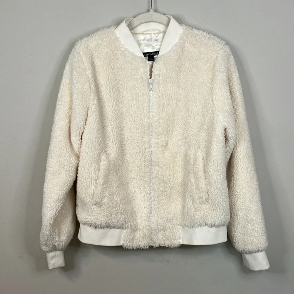J Crew cream teddy zip up jacket - Picture 3 of 8
